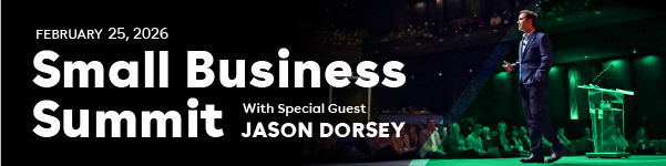 IMAGE: Jason Dorsey on stage with text February 25, 2026 Small Business Summit with Special Guest Jason Dorsey